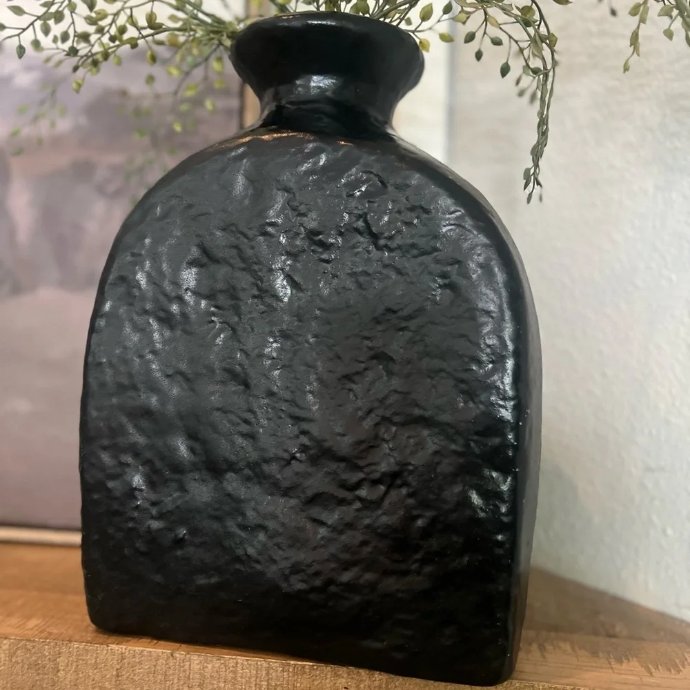 Vintage Haeger Matte Textures Black Vase 13 inch